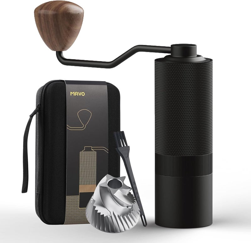MAVO Manual Coffee Grinder, Wizard Hand Coffee Grinder, Capacity 25g with CNC Stainless Steel Pentagon Conical Burr, Adjustable Setting, Burr Coffee Bean Grinder for French Press, Pour Over Black - Image 1